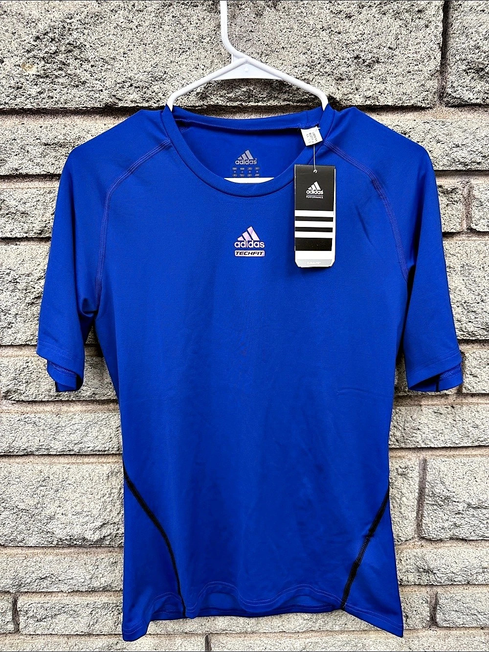 NWT NOS 2011 Adidas Techfit Compression Shirt Blue Short Sleeve Men's Sz Large